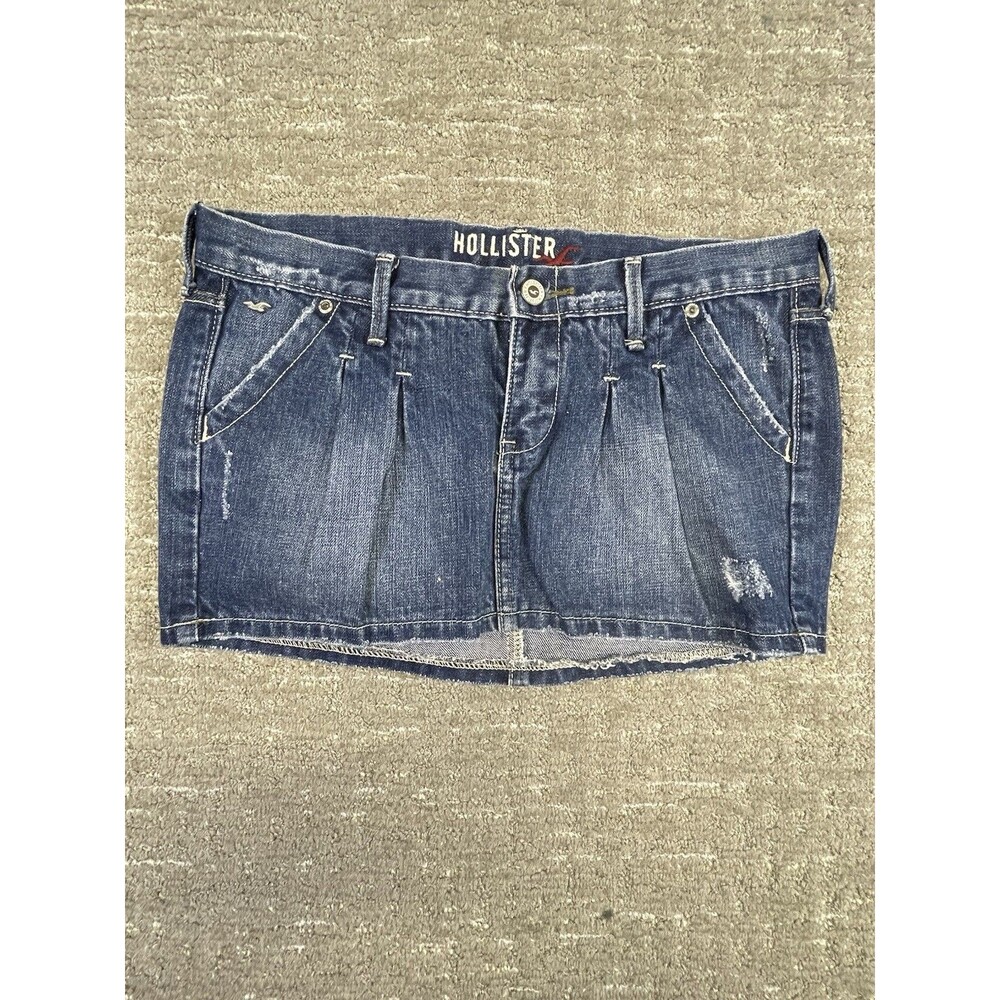 vintage Y2K Hollister pleated denim micro mini skirt 3 Jean Low Rise